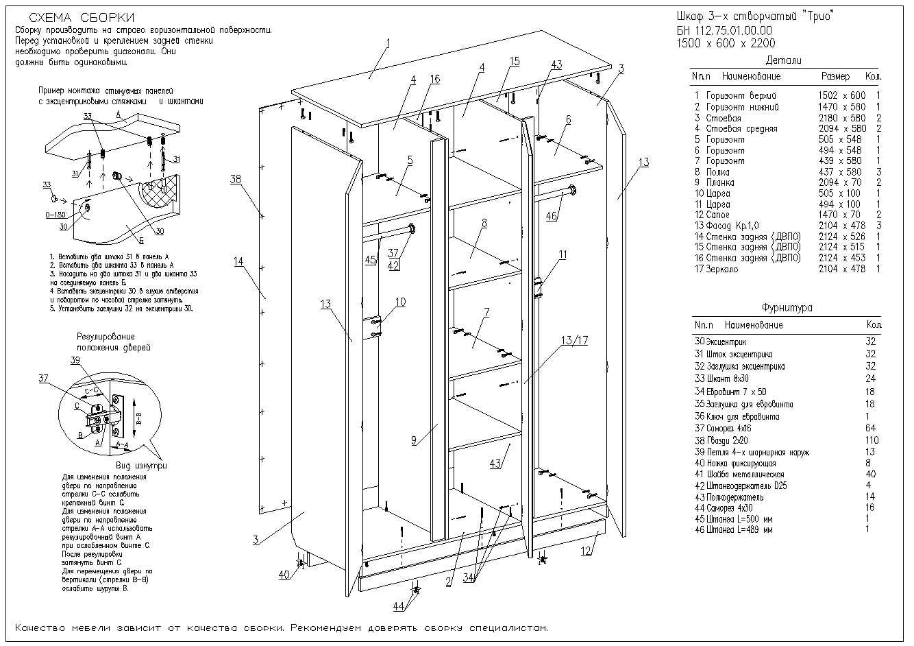 Шкаф трио инструкция по сборке