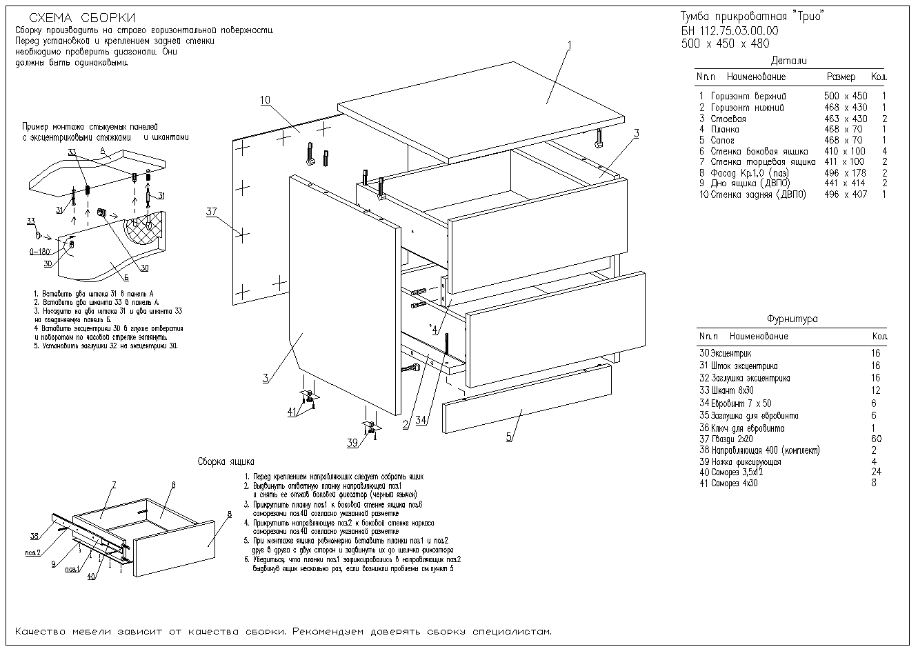 Инструкция по сборке тумбы